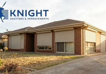 Motorised roller shutters closed against summer sun on an Adelaide home