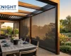 Tracked outdoor blinds closed against afternoon sun on an Adelaide alfresco pergola