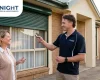 Installer demonstrating an electric roller shutter remote to a homeowner in Adelaide — Knight Shutters