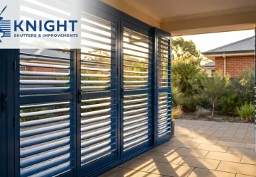 Outdoor plantation shutters fitted to an Adelaide alfresco — Knight Shutters & Improvement