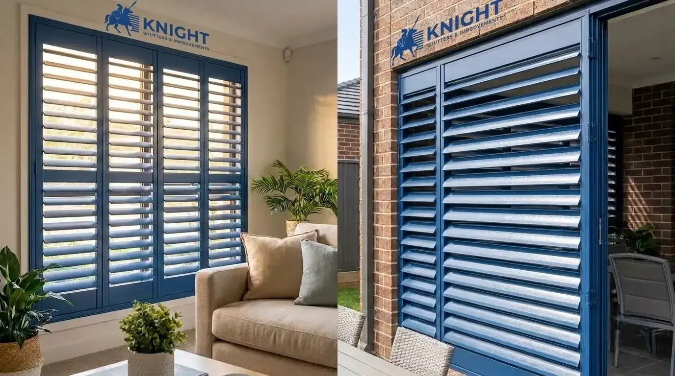 Plantation shutter blade and hinge detail